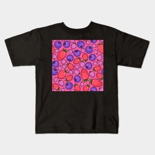 Extra fresh berries summer pink pattern Kids T-Shirt